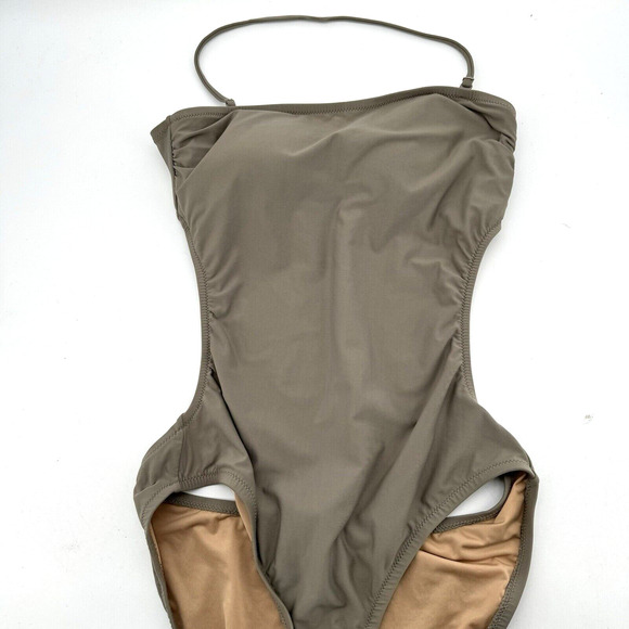 J. CREW B9713 Cutout Halter Monokini Swimsuit Gray Sz 4 One Piece Bathing Suit - Picture 2 of 7
